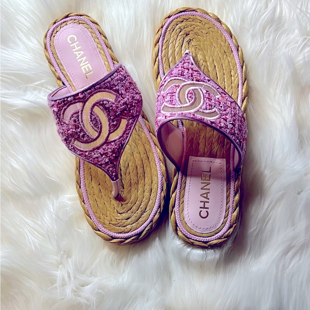 Chanel Pink Thong Sandals